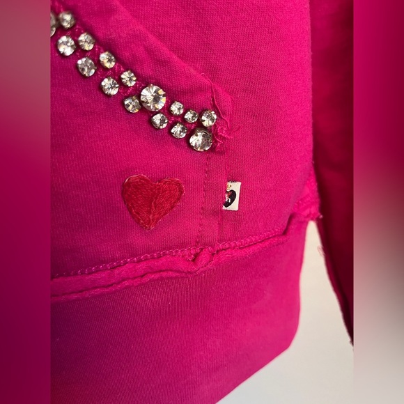 Twisted Heart Vintage Y2K Pink Hoodie with Rhinestone Accents M/L - Picture 5 of 7